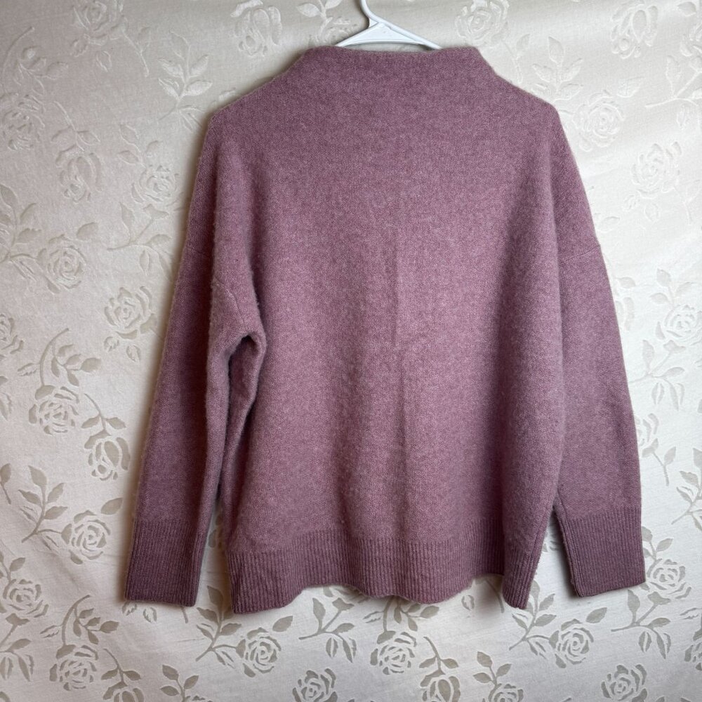 Vince $395 Boiled 100% Cashmere Funnel Neck Pullover in Heather Mauve Orchid - Picture 3 of 7